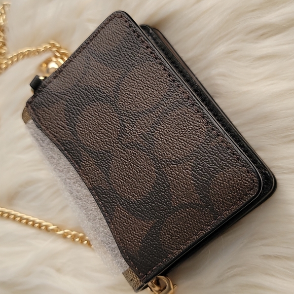 Coach Boxed Mini Wallet On A Chain In Blocked Signature Canvas - Picture 8 of 10